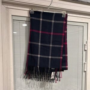J. Crew Navy and Pink Plaid Scarf 100% acrylic